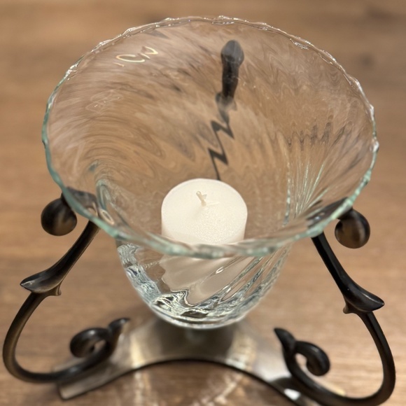 Vintage PartyLite Rustic Bronze " Villa Hurricane " Glass Tabletop Candle Holder - Picture 6 of 6